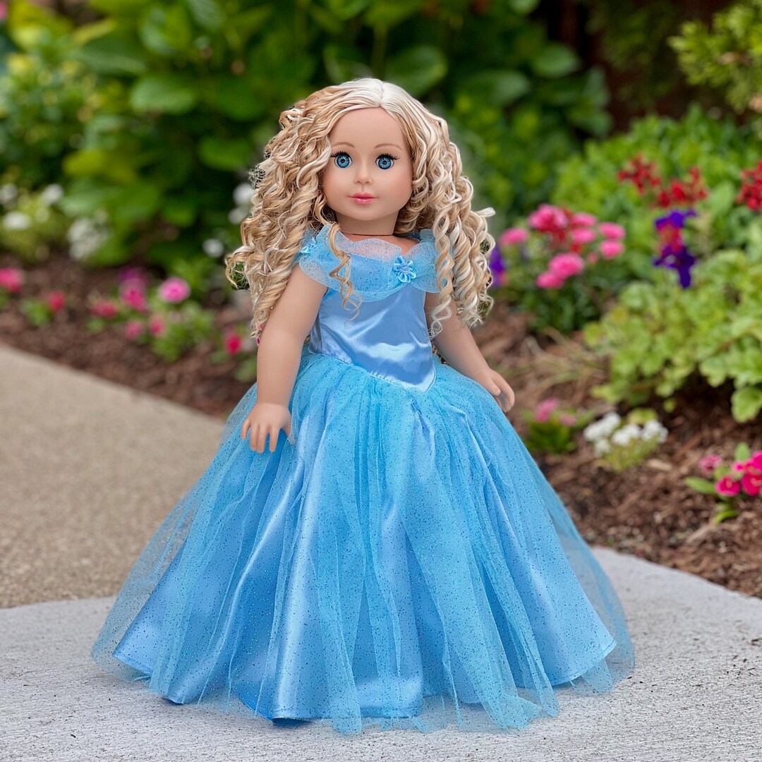 blue dress barbie doll Fashion Blue 1/6 Doll Clothes Princess Evening Dress Wedding Party Gown 11.5"